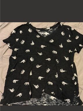 Mudd Black Tee with White Elephant Accent